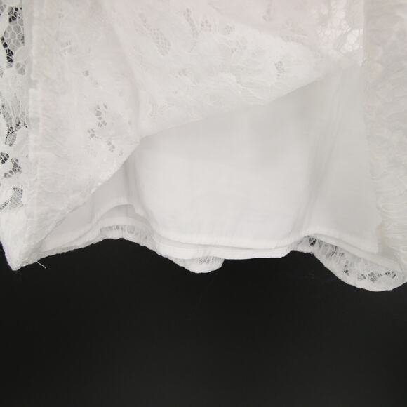 Free People Dress White Lace Mini Short Sleeve Puff Sleeve Open Back Tie Back S - Picture 12 of 14